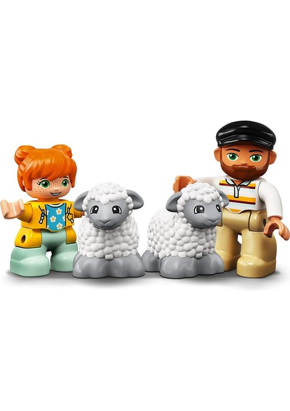 DUPLO® Town Çiftlik Traktörü ve Hayvan Bakımı 10950 Küçük Çocuklar için Oyuncak Traktör ve 2 Koyun İçeren Yaratıcı bir Oyun Seti (27 Parça)