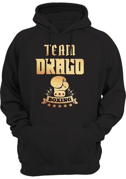 Rocky Ivan Drago Gym Baskılı Siyah 3 Ipl. Şardonlu Kalın (600 Gr.) Içi Polar Kapüşonlu Sweatshirt Hoodie