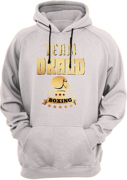 Rocky Ivan Drago Gym Baskılı Beyaz 3 Ipl. Şardonlu Kalın (600 Gr.) Içi Polar Kapüşonlu Sweatshirt Hoodie
