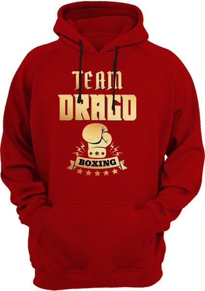 Rocky Ivan Drago Gym Baskılı Kırmızı 3 Ipl. Şardonlu Kalın (600 Gr.) Içi Polar Kapüşonlu Sweatshirt Hoodie