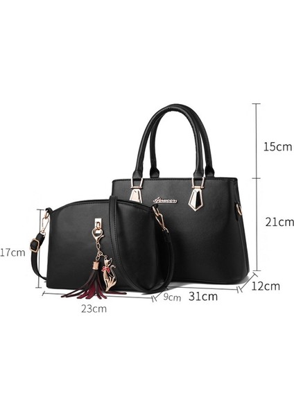 puluz 2'Si 1 Arada Kadın Günlük Moda Messenger Çanta Siyah modelleri