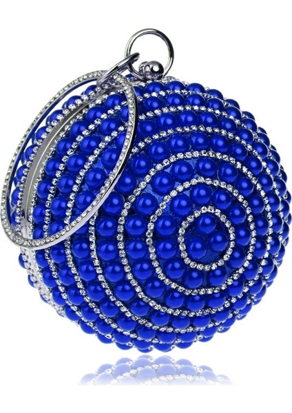 puluz Top Şekli Kadın Modası Ziyafet Partisi Inci Çanta Mavi