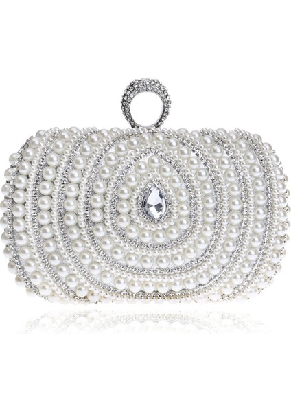 puluz Kadın Modası Ziyafet Partisi Inci Çanta Gümüş Rengi