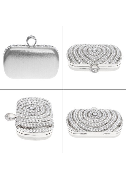 puluz Kadın Modası Ziyafet Partisi Inci Çanta Gümüş Rengi indirimleri