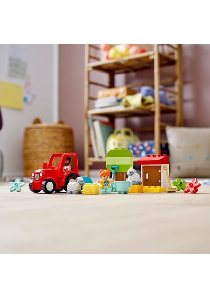 DUPLO® Town Çiftlik Traktörü ve Hayvan Bakımı 10950 Küçük Çocuklar için Oyuncak Traktör ve 2 Koyun İçeren Yaratıcı bir Oyun Seti (27 Parça)