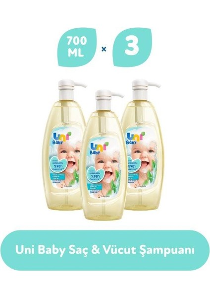 Uni Baby Saç ve Vücut Şampuan 700 ml * 3 Adet