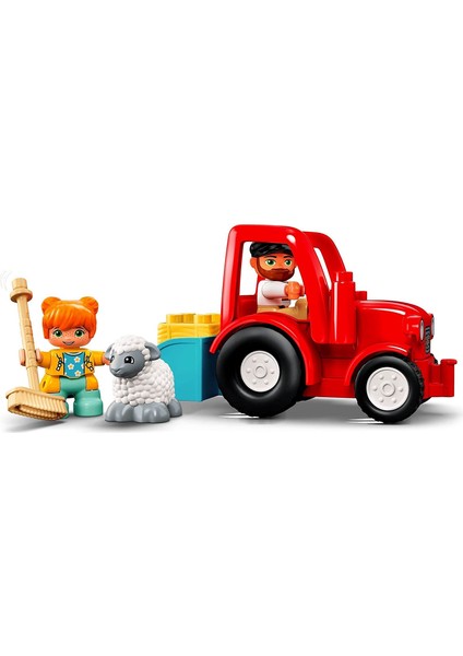 DUPLO® Town Çiftlik Traktörü ve Hayvan Bakımı 10950 Küçük Çocuklar için Oyuncak Traktör ve 2 Koyun İçeren Yaratıcı bir Oyun Seti (27 Parça)