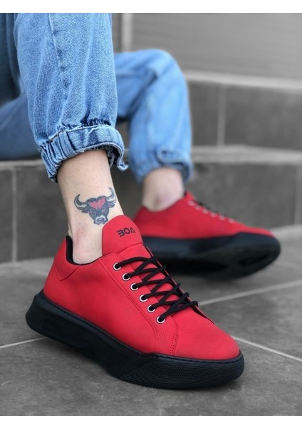 161 Bağcıklı Erkek Yüksek Taban Kırmızı Spor Ayakkabı fiyatları
