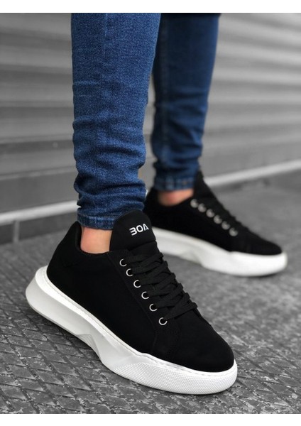 161 Bağcıklı Erkek Yüksek Taban Siyah Beyaz Spor Ayakkabı fiyatları