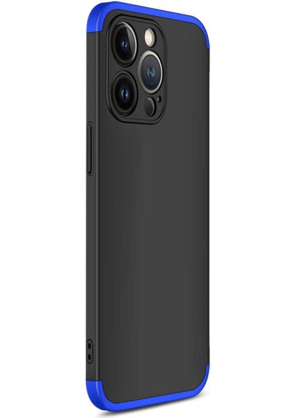 Apple iPhone 13 Pro Kılıf Double Dip 360 Protective Siyah Mavi