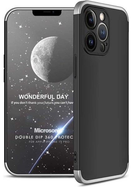 Apple iPhone 13 Pro Kılıf Double Dip 360 Protective Siyah Gri