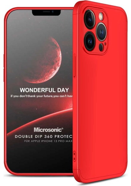 Apple iPhone 13 Pro Max Kılıf Double Dip 360 Protective Kırmızı