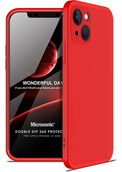 Apple iPhone 13 Mini Kılıf Double Dip 360 Protective Kırmızı