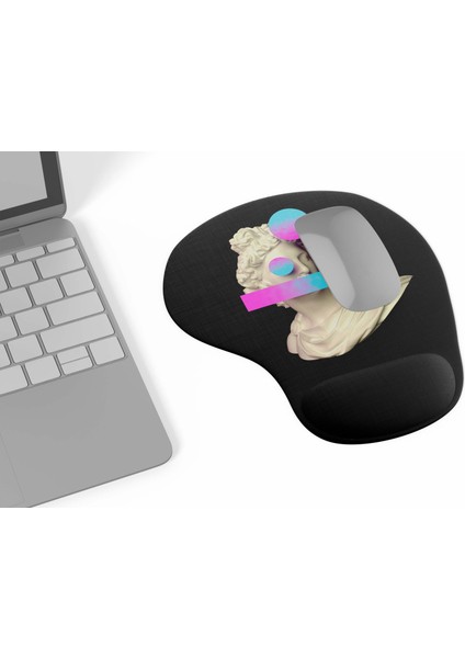 Retro Black 3D Bilek Destekli Mouse Pad