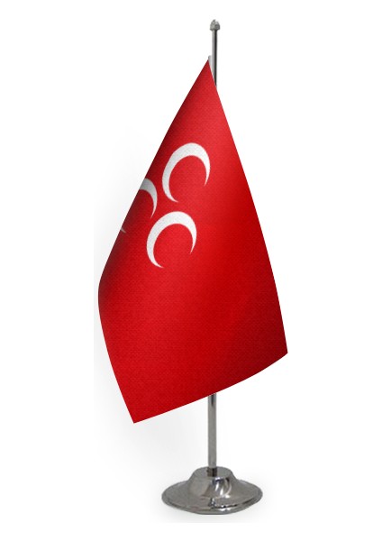 Üç Hilal Kırmızı Masa Bayrağı Tekli 15X22,5 cm (Direksiz)