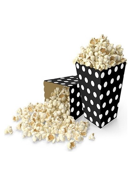 Siyah Beyaz Puantiyeli Mısır Kutusu 8 Adet