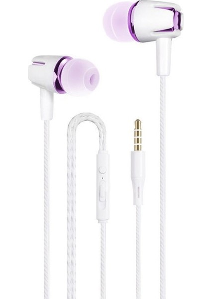 3.5mm Kablolu Kulaklık Kulakiçi Stereo Ses Metal Bas Kulaklık Akıllı Telefon Için Mic ile (Gül Kırmızı) (Yurt Dışından)