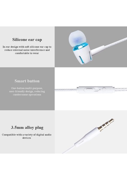 3.5mm Kablolu Kulaklık Kulakiçi Stereo Ses Metal Bas Kulaklık Akıllı Telefon Için Mic ile (Gül Kırmızı) (Yurt Dışından) fırsatları
