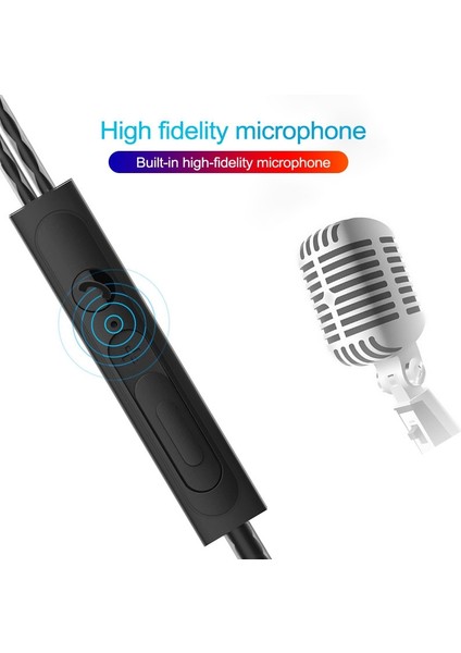 3.5mm Kablolu Kulaklık Kulakiçi Stereo Ses Metal Bas Kulaklık Akıllı Telefon Için Mic ile (Gül Kırmızı) (Yurt Dışından)