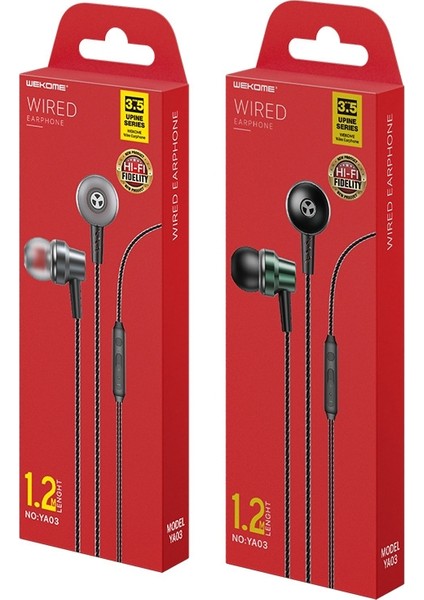 Wk YA03 Youpın Serisi 3.5mm Arabirimi Kulak Içi Hifi Stereo Kablolu Çağrı Müzik Kulaklık, Uzunluk: 1.2m (Siyah) (Yurt Dışından)