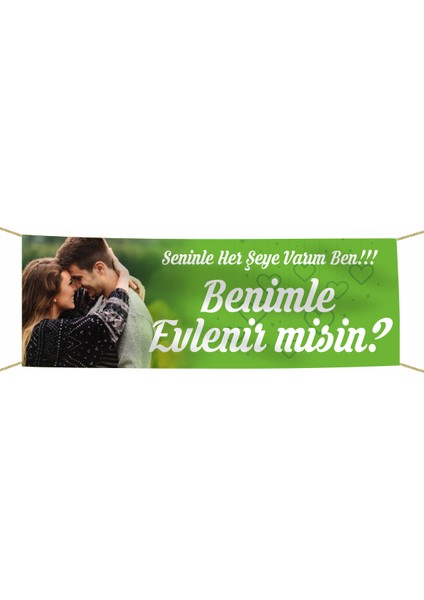 Kişiye Özel Resimli Benimle Evlenir Misin? Kumaş Pankart