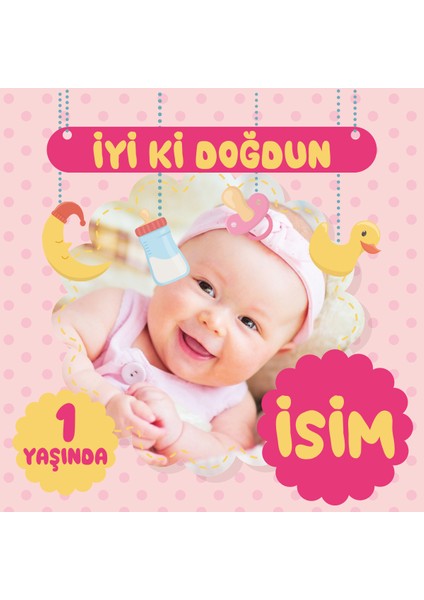 Kişiye Özel Resimli Doğum Günü Kumaş Afiş 150X150 cm