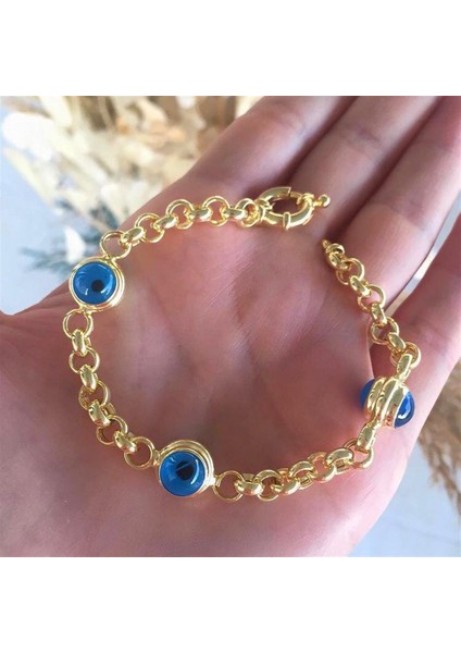 Kadın Cam Göz Gümüş Bileklik