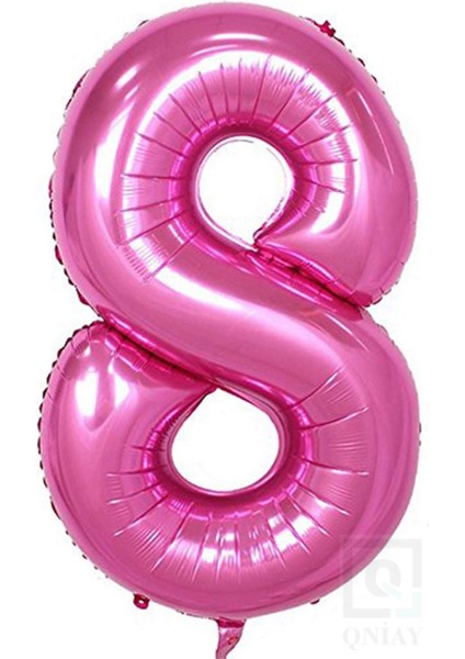 80 cm Pembe Folyo 8 Rakam Balon 34 Inc Parti Sayı Doğumgünü Balonu