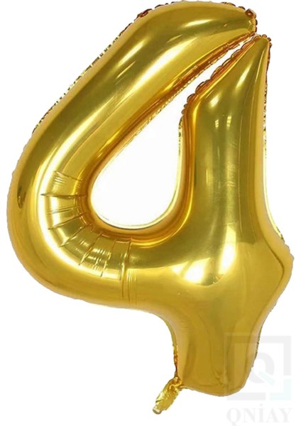 80 cm Gold Altın Folyo 4 Rakam Balon 34 Inc Parti Sayı Doğumgünü Balonu