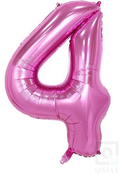 80 cm Pembe Folyo 4 Rakam Balon 34 Inc Parti Sayı Doğumgünü Balonu