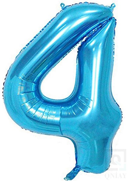 80 cm Mavi Folyo 4 Rakam Balon 34 Inc Parti Sayı Doğumgünü Balonu