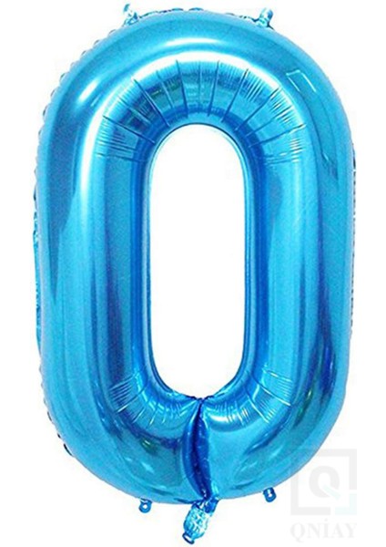 80 cm Mavi Folyo 0 Rakam Balon 34 Inc Parti Sayı Doğumgünü Balonu