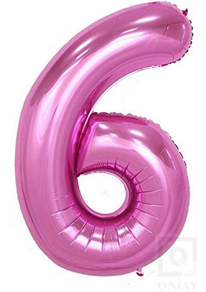 80 cm Pembe Folyo 6 Rakam Balon 34 Inc Parti Sayı Doğumgünü Balonu