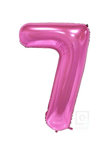 80 cm Pembe Folyo 7 Rakam Balon 34 Inc Parti Sayı Doğumgünü Balonu