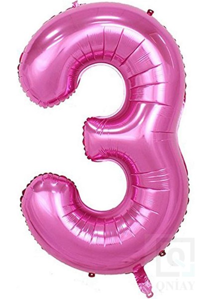 80 cm Pembe Folyo 3 Rakam Balon 34 Inc Parti Sayı Doğumgünü Balonu