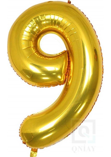 100 cm Gold Altın Folyo 9 Rakam Balon 40 Inc Parti Sayı Doğumgünü Balonu