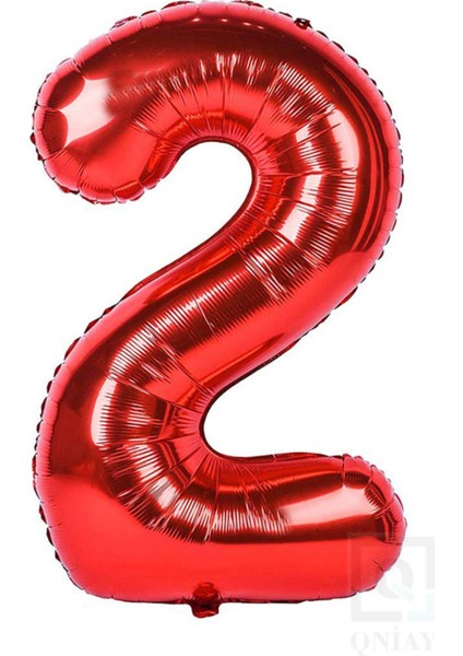 100 cm Kırmızı Folyo 2 Rakam Balon 40 Inc Parti Sayı Doğumgünü Balonu
