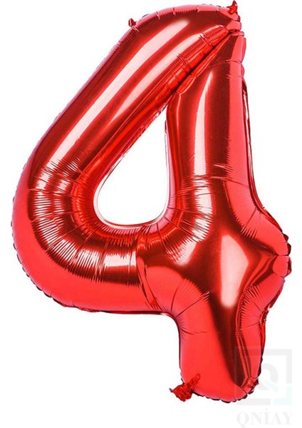 100 cm Kırmızıi Folyo 4 Rakam Balon 40 Inc Parti Sayı Doğumgünü Balonu