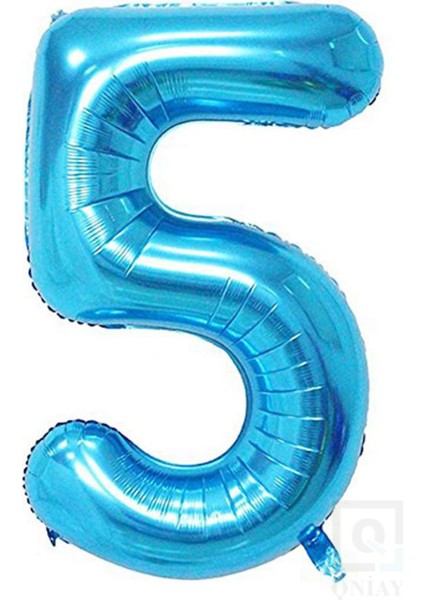 100 cm Mavi Folyo 5 Rakam Balon 40 Inc Parti Sayı Doğumgünü Balonu