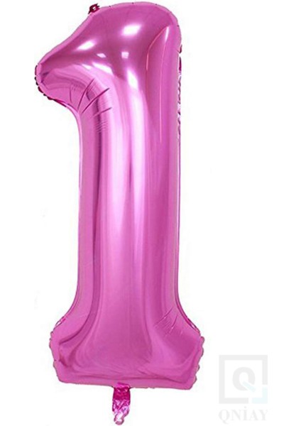 100 cm Pembe Folyo 1 Rakam Balon 40 Inc Parti Sayı Doğumgünü Balonu