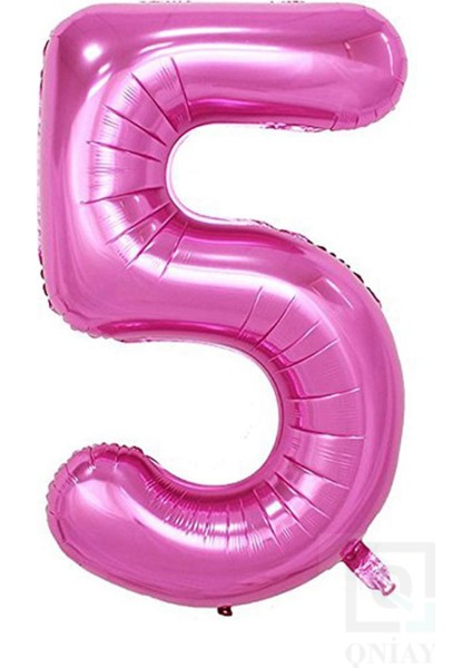 100 cm Pembe Folyo 5 Rakam Balon 40 Inc Parti Sayı Doğumgünü Balonu