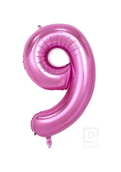 100 cm Pembe Folyo 9 Rakam Balon 40 Inc Parti Sayı Doğumgünü Balonu