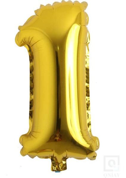 40 cm Gold Altın Sarısı Dore Büyük Folyo 1 Rakam Balon 16 Inc Parti Sayı Doğumgünü