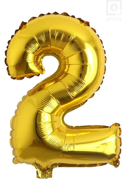 40 cm Gold Altın Sarısı Dore Büyük Folyo 2 Rakam Balon 16 Inc Parti Sayı Doğumgünü