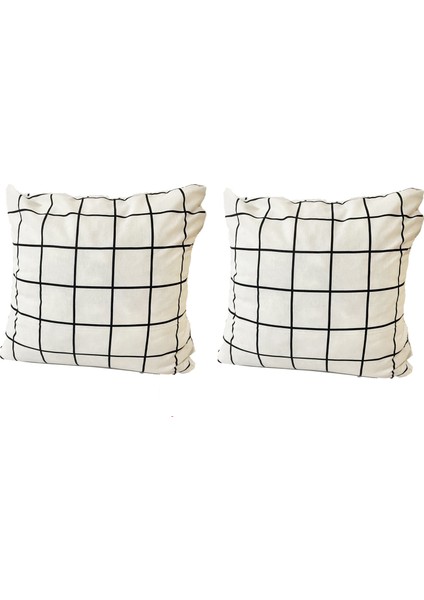 Kırlent Yastık Dolgulu Fermuarlı Vip Yastık 2 ADET-43X43 Cm(Beyaz Pano)
