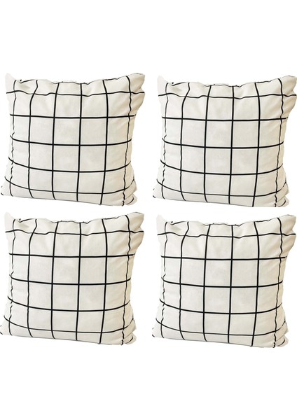 Kırlent Yastık Dolgulu Fermuarlı Vip Yastık 4 ADET-43X43 Cm(Beyaz Pano)