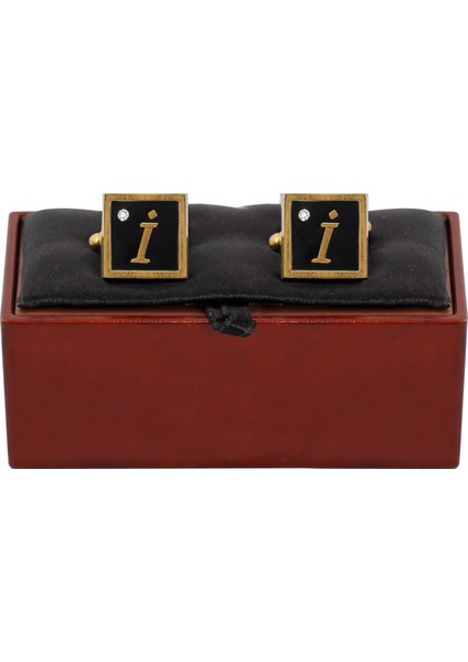 , Altın I Taşlı Harfli Kol Düğmesi