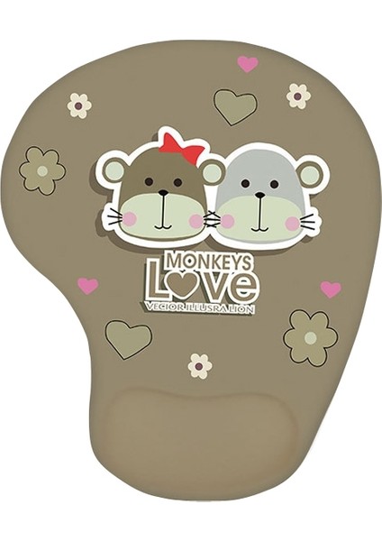 2 Adet Kaymaz Silikon Desenli Bilek Destekli Mouse Pedi - Çok Renkli (Yurt Dışından)