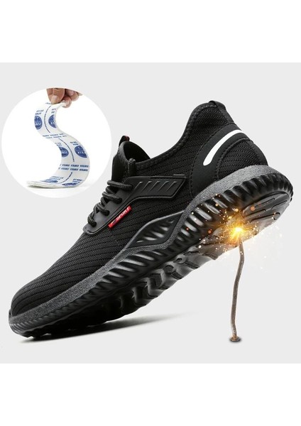 Çelik Burunlu Güvenlik Ayakkabıları Erkek Hafif Nefes Alabilir Delinmez Hafif Sneaker Kaymaz Endüstriyel Inşaat Iş Ayakkabıları (Yurt Dışından) fırsatları