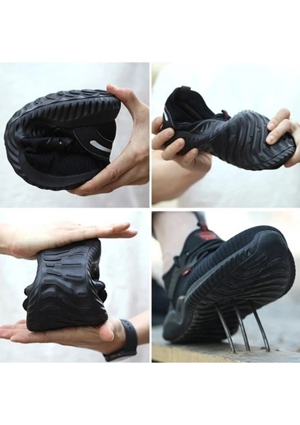 Çelik Burunlu Güvenlik Ayakkabıları Erkek Hafif Nefes Alabilir Delinmez Hafif Sneaker Kaymaz Endüstriyel Inşaat Iş Ayakkabıları (Yurt Dışından)